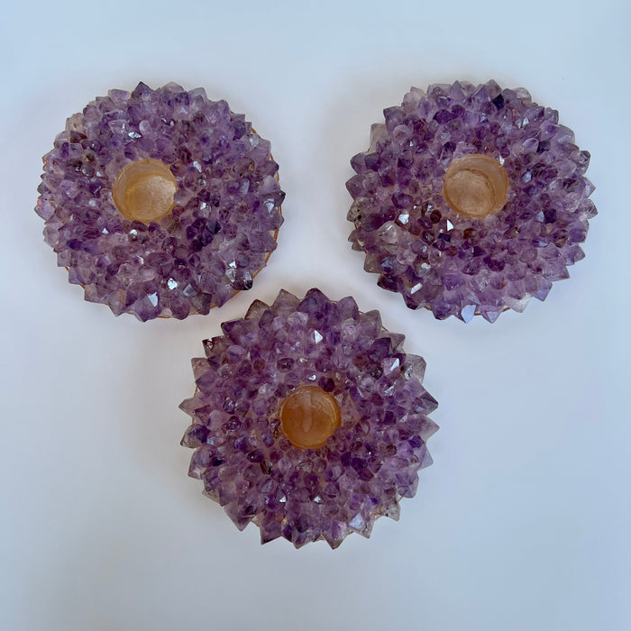 AMETHYST POINT CANDLE HOLDER + LARGE