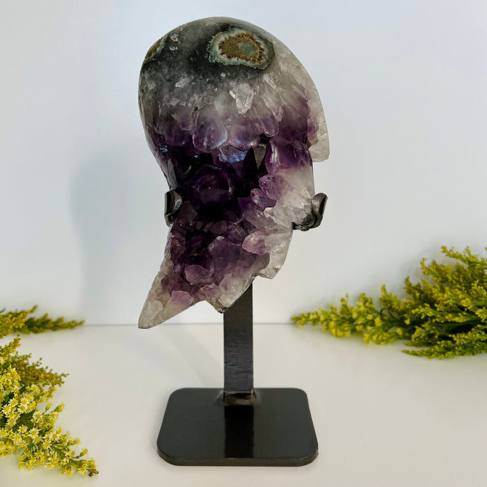 AMETHYST + WING ON METAL STAND