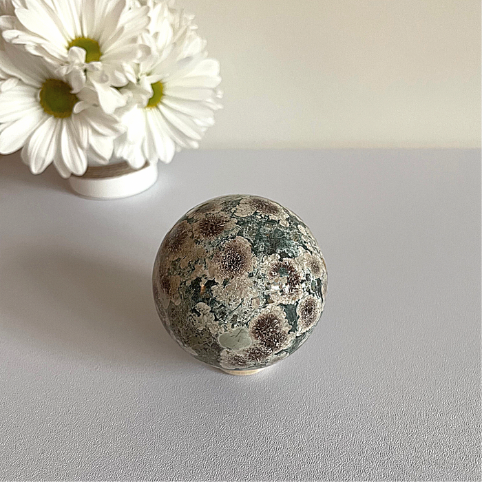 GREEN FLOWER AGATE SPHERE