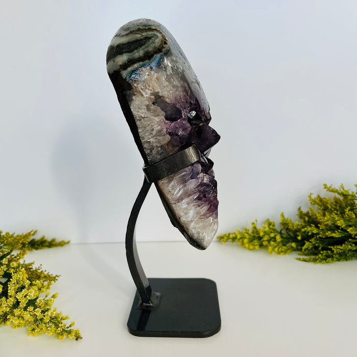 AMETHYST + WING ON METAL STAND