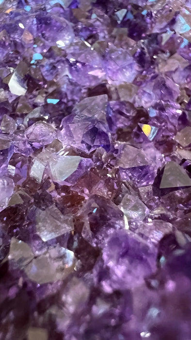 RAINBOW AMETHYST CUT BASE + DOGTOOTH CALCITE