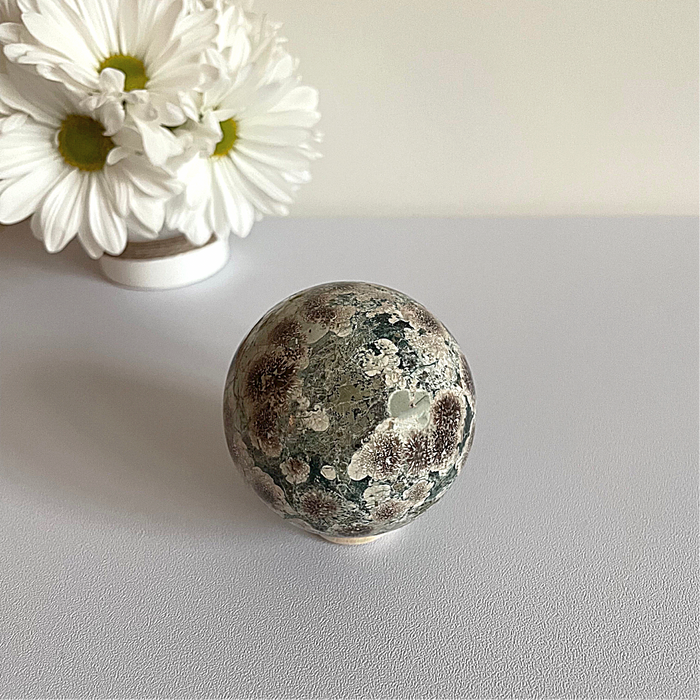 GREEN FLOWER AGATE SPHERE