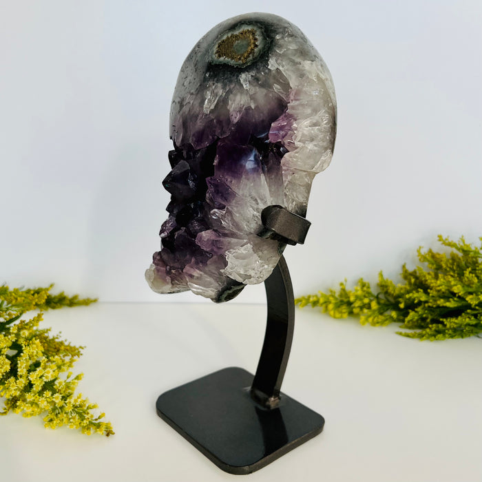 AMETHYST + WING ON METAL STAND