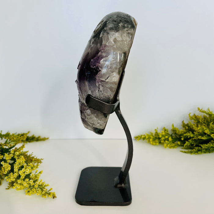 AMETHYST + WING ON METAL STAND